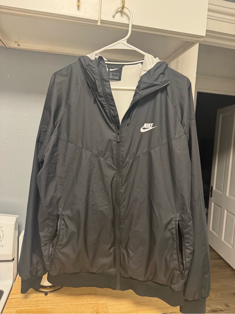 Women’s or Men’s Black Hooded Windbreaker Jacket